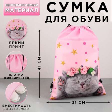 Сумка ArtFox STUDY для обуви «Очаровательный котёнок» нетканное полотно размер 41х31 см