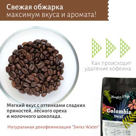 Кофе в зернах без кофеина Миндаль и Кофе Арабика Колумбия Декаф 200 гр. свежеобжаренный