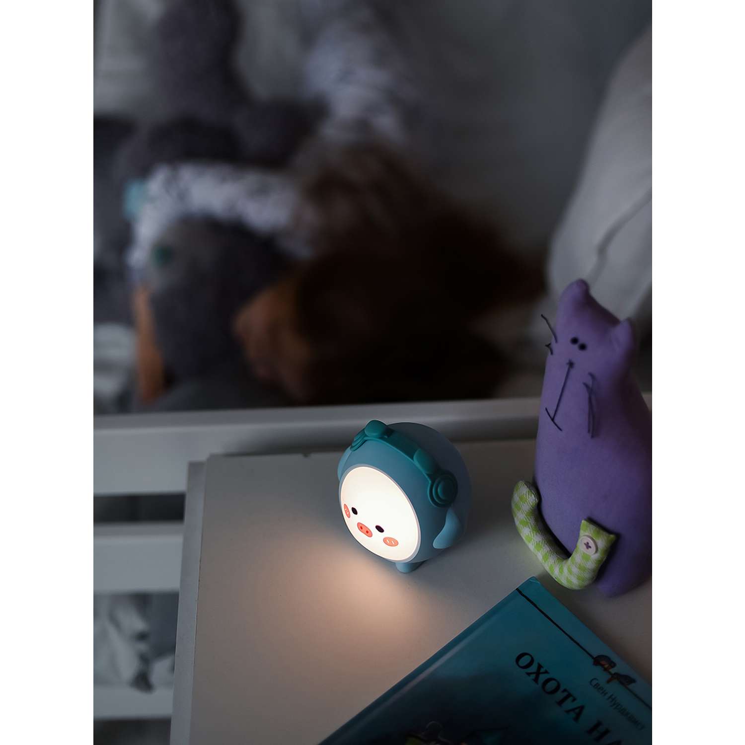 Лампа настольная светодиодная LATS детский ночник поросенок голубой - фото 7