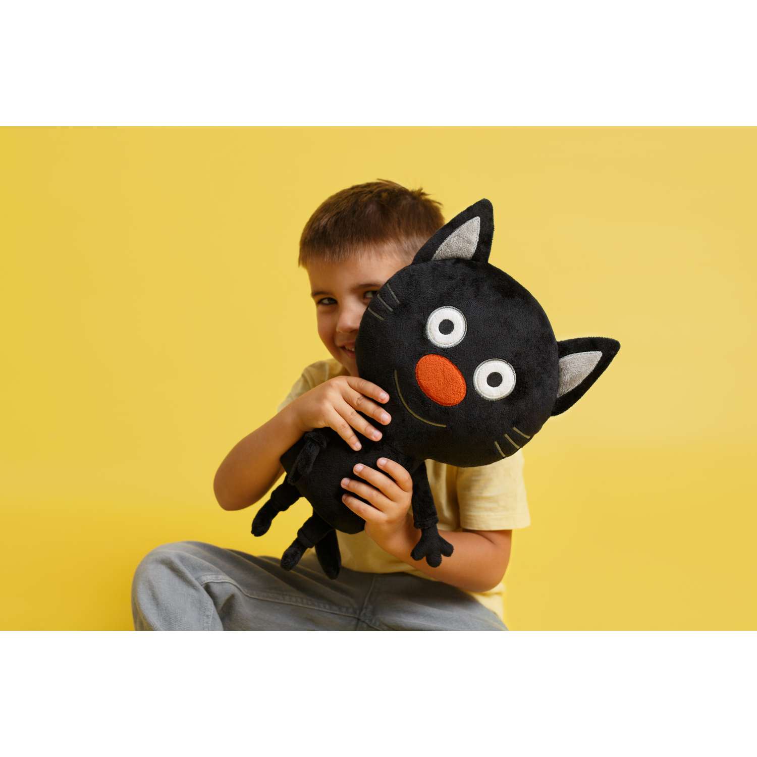 Мягкая плюшевая игрушка Мякиши черный кот Сажик Три кота - фото 4