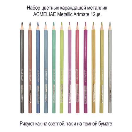 Карандаши цветные металлик ACMELIAE Metallic Artmate 12цв. в картонном футляре