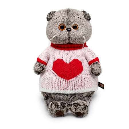 Мягкая игрушка BUDI BASA Басик в свитере с сердцем 19 см Ks19-249