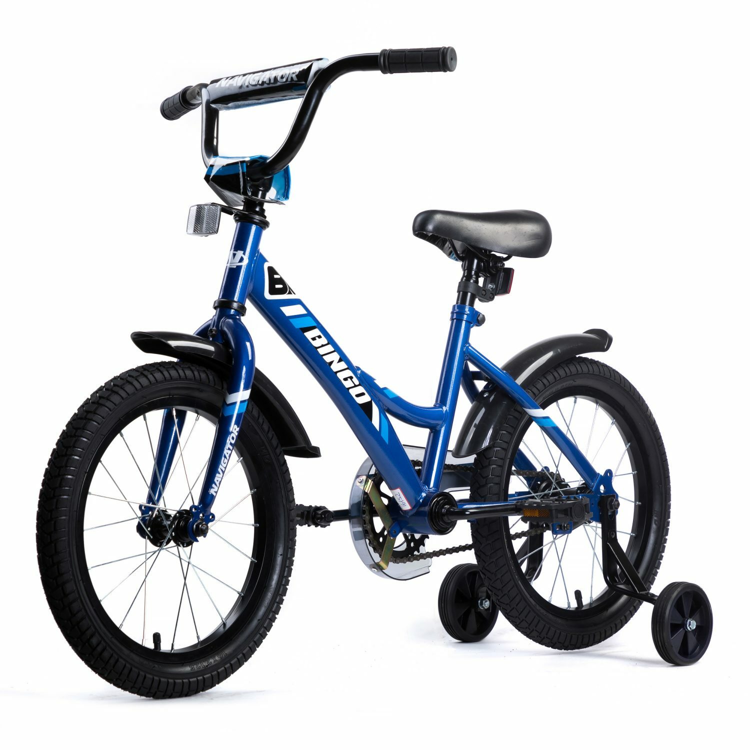 Велосипед детский Navigator Bingo 16 дюймов четырехколесный двухколесный городской синий - фото 2