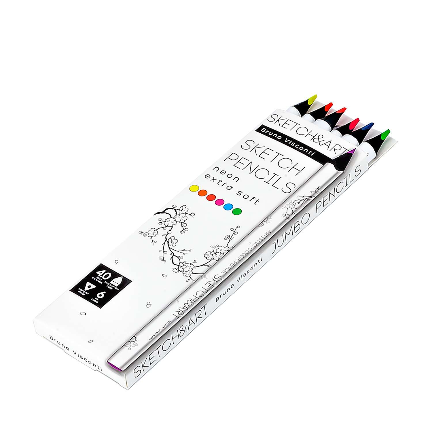 Скетч-карандаши цветные Bruno Visconti SKETCH ART утолщенные Неоновые 6 цветов - фото 4
