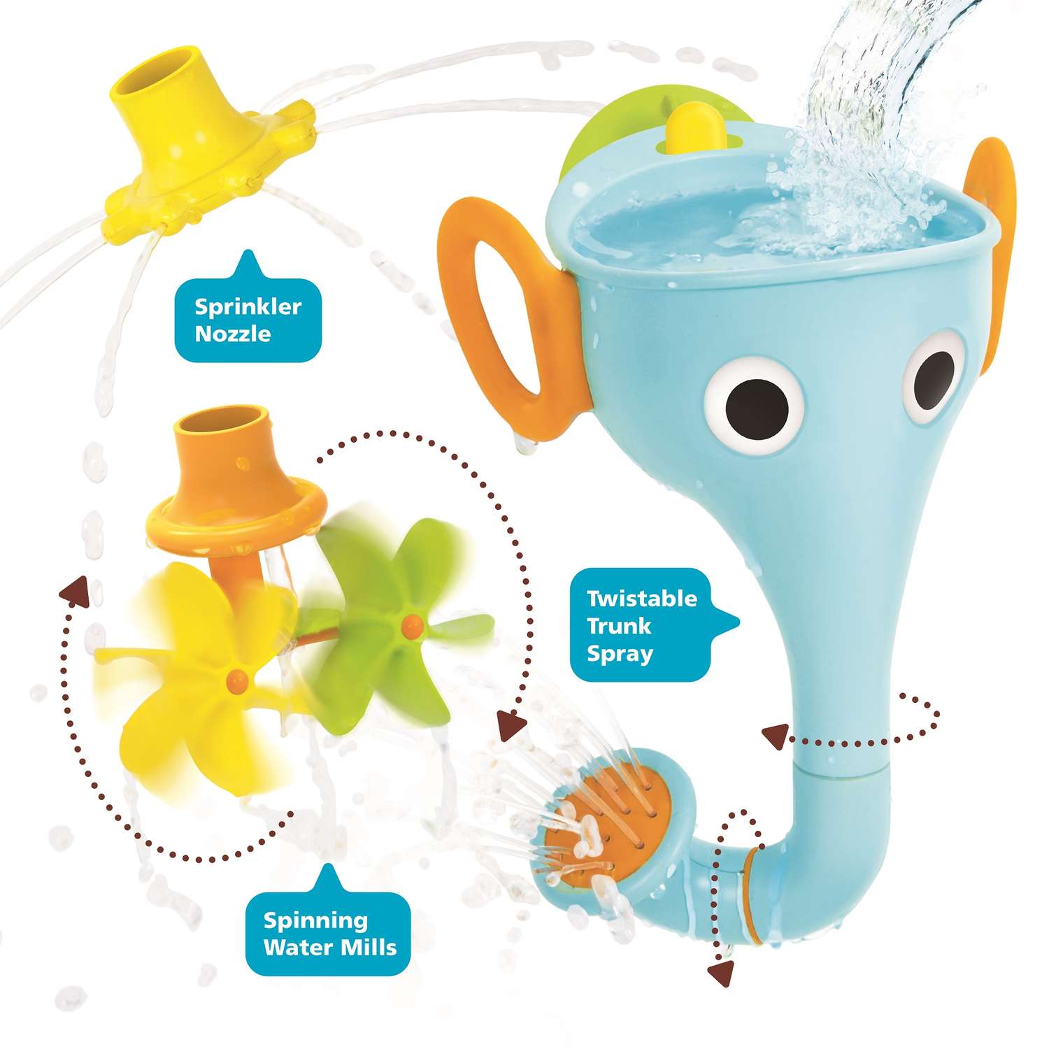 Игрушка для ванны Yookidoo Веселый слон голубой - фото 4
