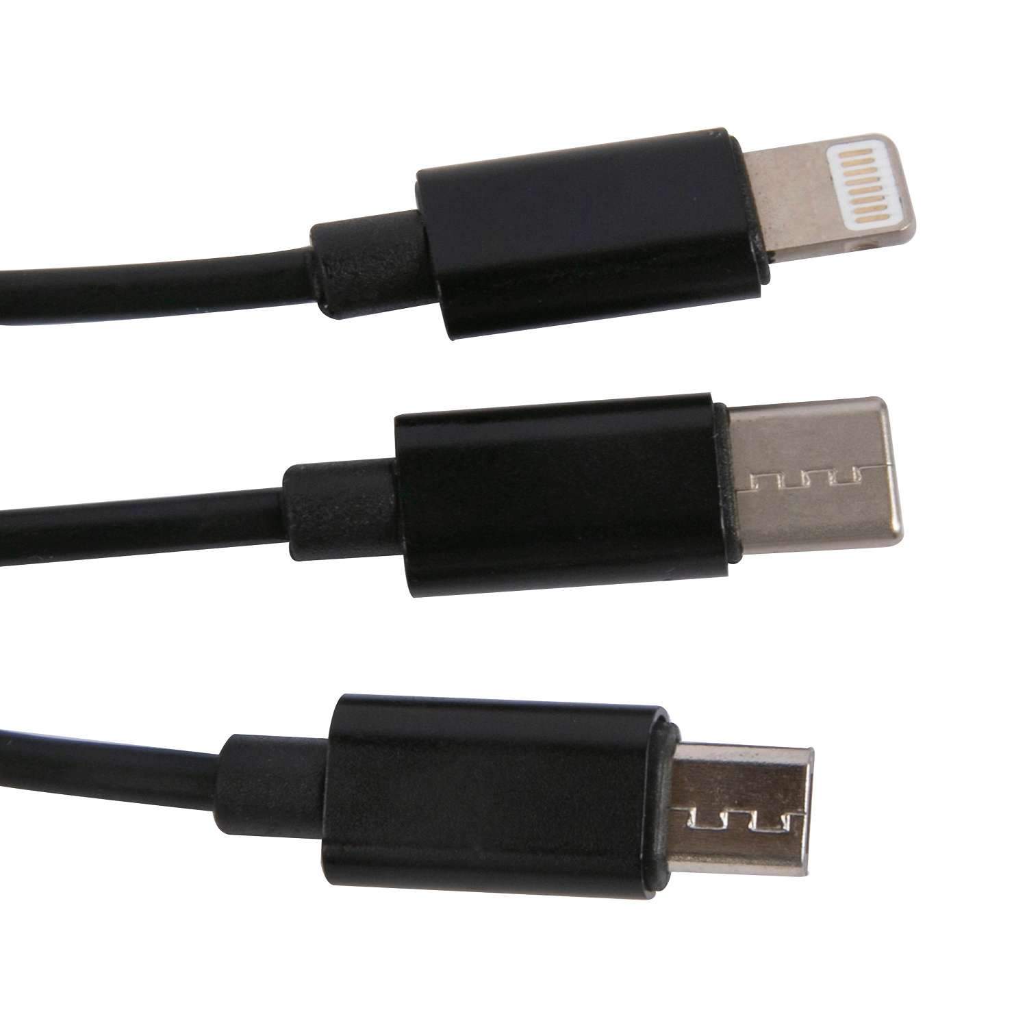 Дата-кабель mObility 3в1 рулетка USB–microUSB+Lightning+Type-C 2A черный - фото 2