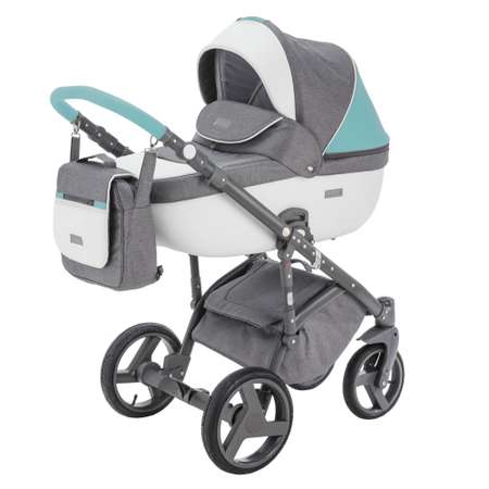 Коляска 2в1 BeBe-mobile Ravenna Sport V104 Темно-серый+Белая кожа+Mint кожаная отделка