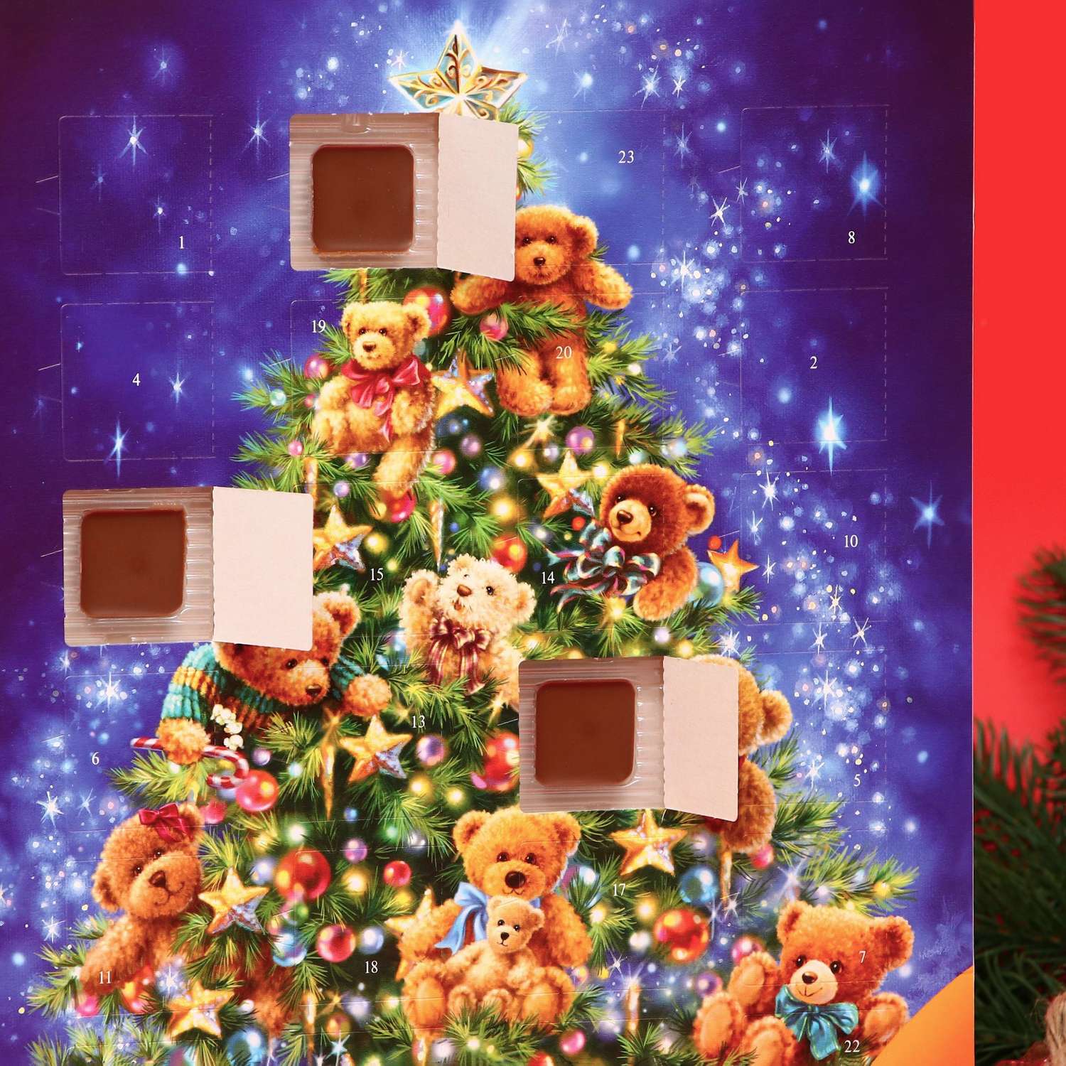 Новогодний подарок Sima-Land Адвент календарь с мини плитками из молочного шоколада. ассорти. 75 г - фото 3