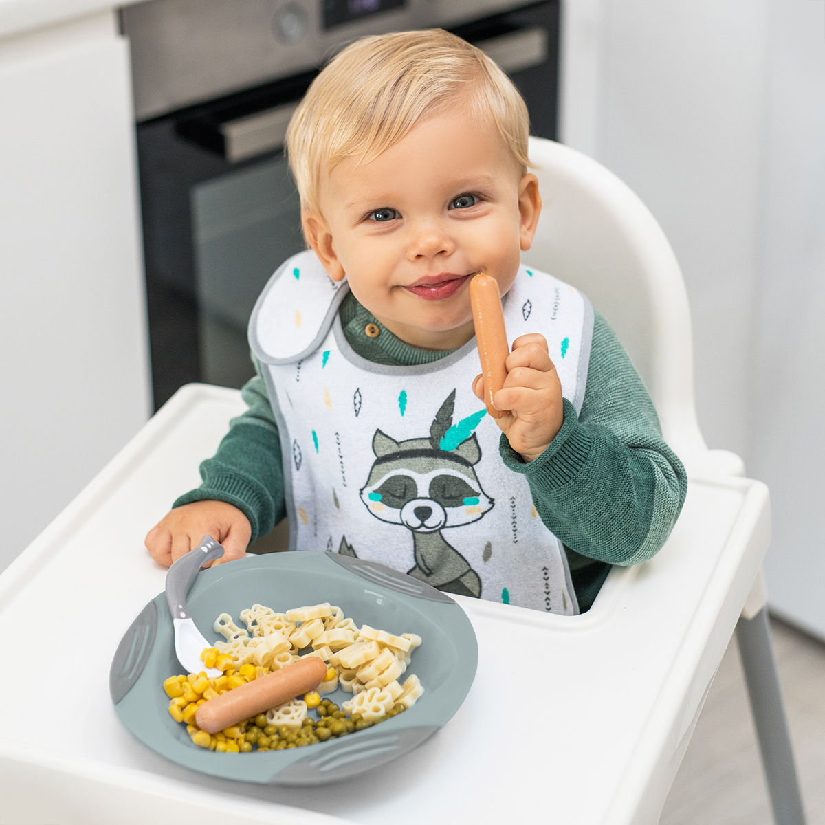 Тарелочка Babyono с присоской 1062/03 Серый цвет - фото 2