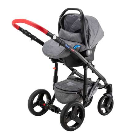 Коляска 3в1 BeBe-mobile Movo Standart R2 Серый+Белая кожа+Красная кожаная отделка