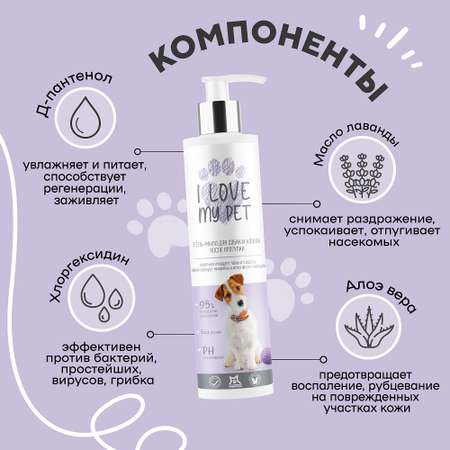 Гель-мыло для лап I LOVE MY PET с хлоргексидином 4% для собак и кошек 250 мл