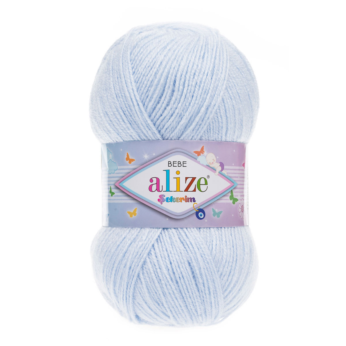 Пряжа для вязания Alize sekerim bebe 100 гр 320 м акрил для мягких игрушек 227 голубой лёд 5 мотков - фото 3