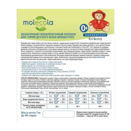 Стиральный порошок Molecola детский гипоаллергенный 1 кг