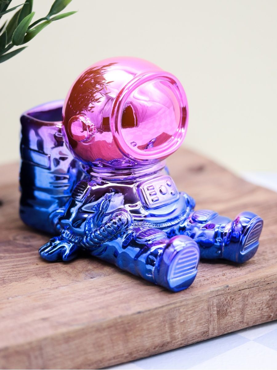 Подставка для канцелярии iLikeGift Astronaut blue metallic - фото 1