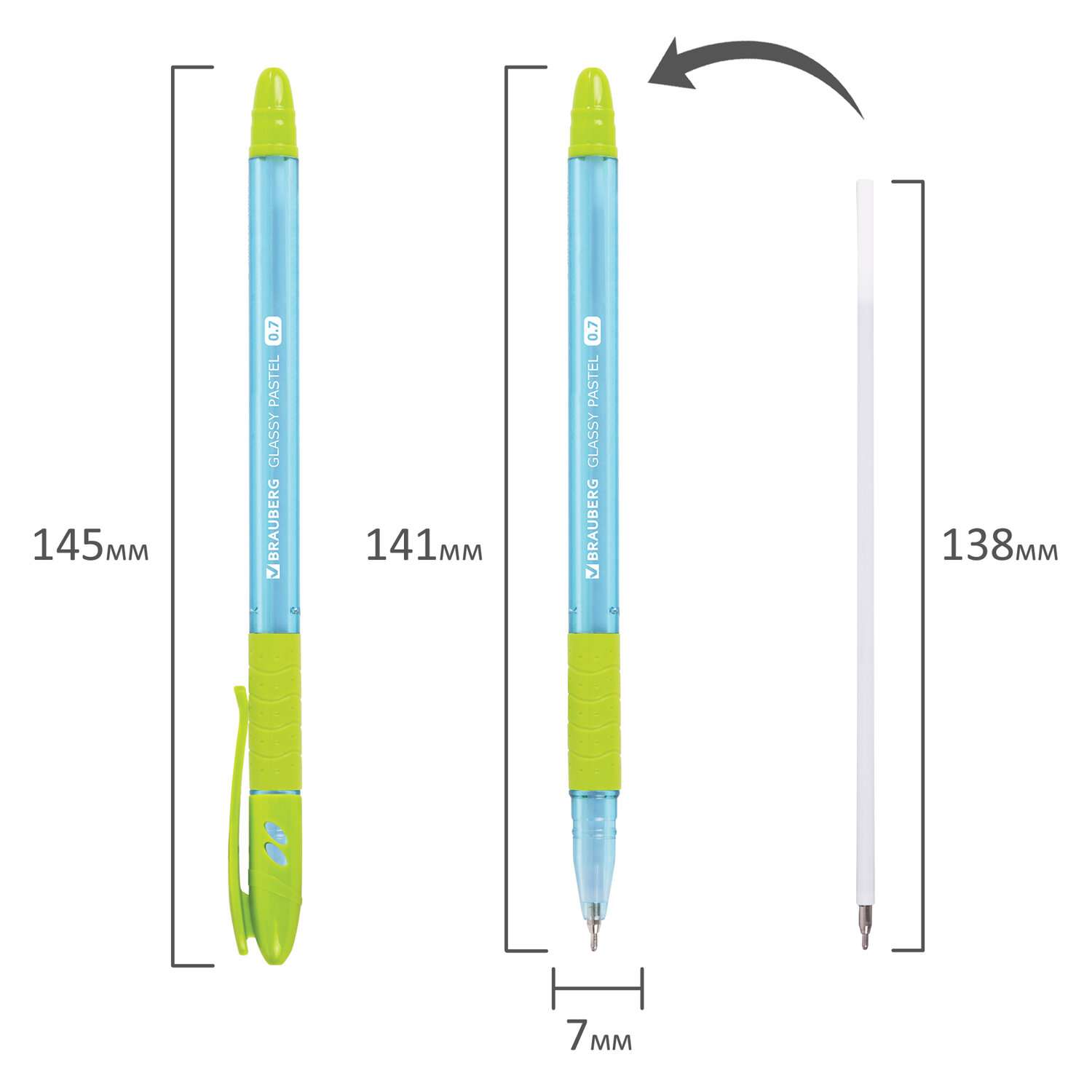 Ручки шариковые Brauberg синие набор 4 штук тонкие для школы - фото 3