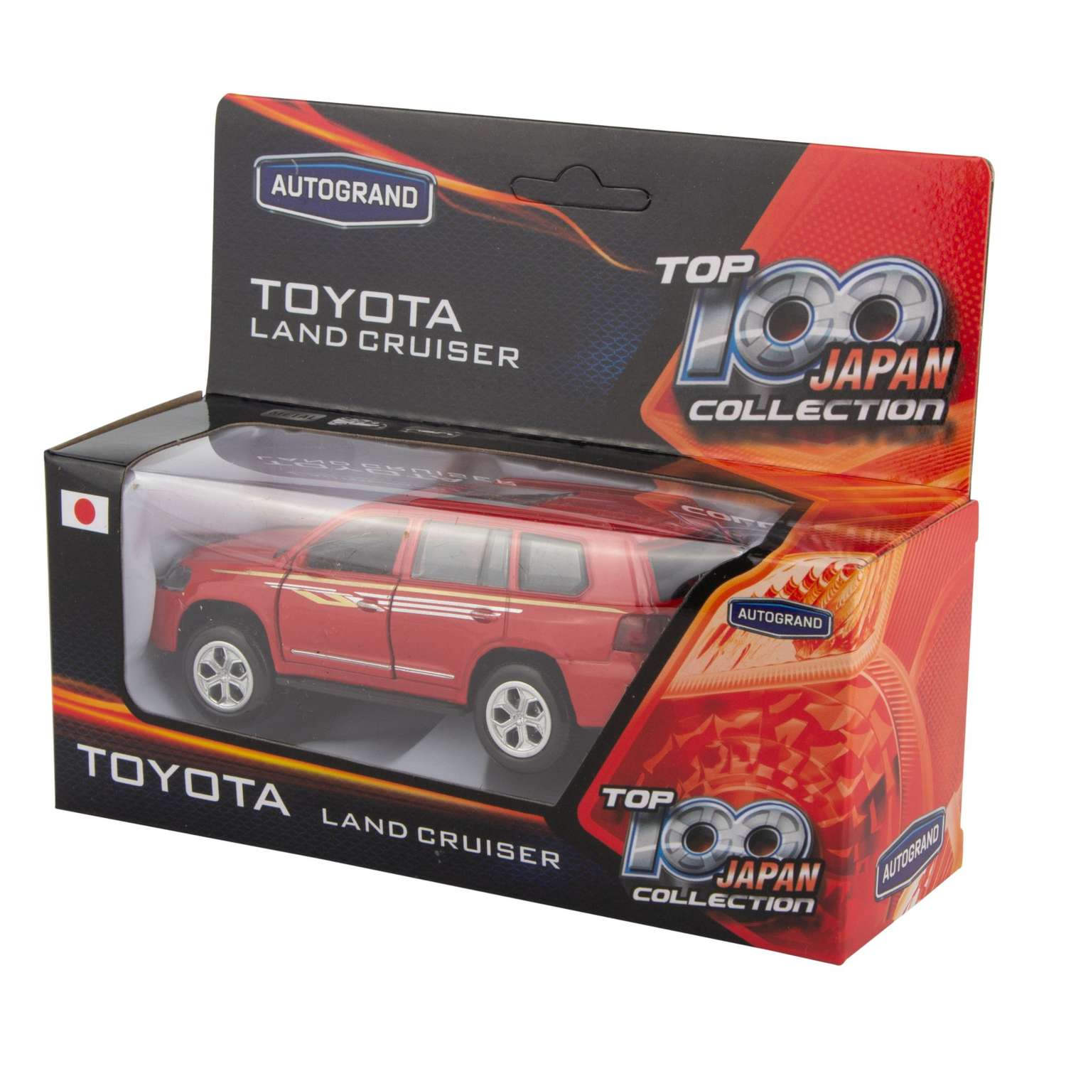 Машинка AUTOGRAND Toyota Land Cruiser красная металлическая с инерционным механизмом 12 см 78250 - фото 3