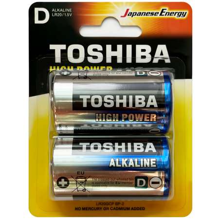 Батарейки Toshiba LR20 щелочные alkaline Бочка High Power 2шт D 1.5V