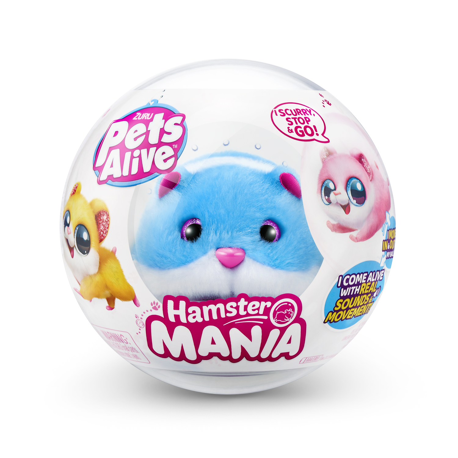 Игрушка ZURU Pets Alive Хомяк синий в шаре Hamstermania - фото 2