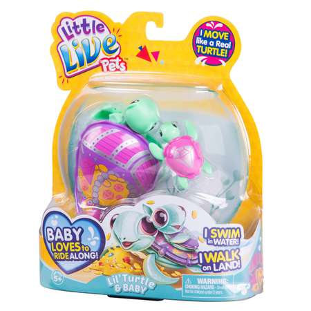 Черепашка Little Live Pets с малышом Фиолетовый верх Зеленый низ