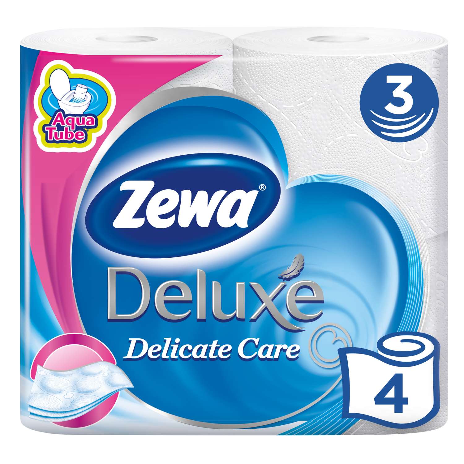 Туалетная бумага Zewa Deluxe 3слоя 4рулона Белая - фото 1