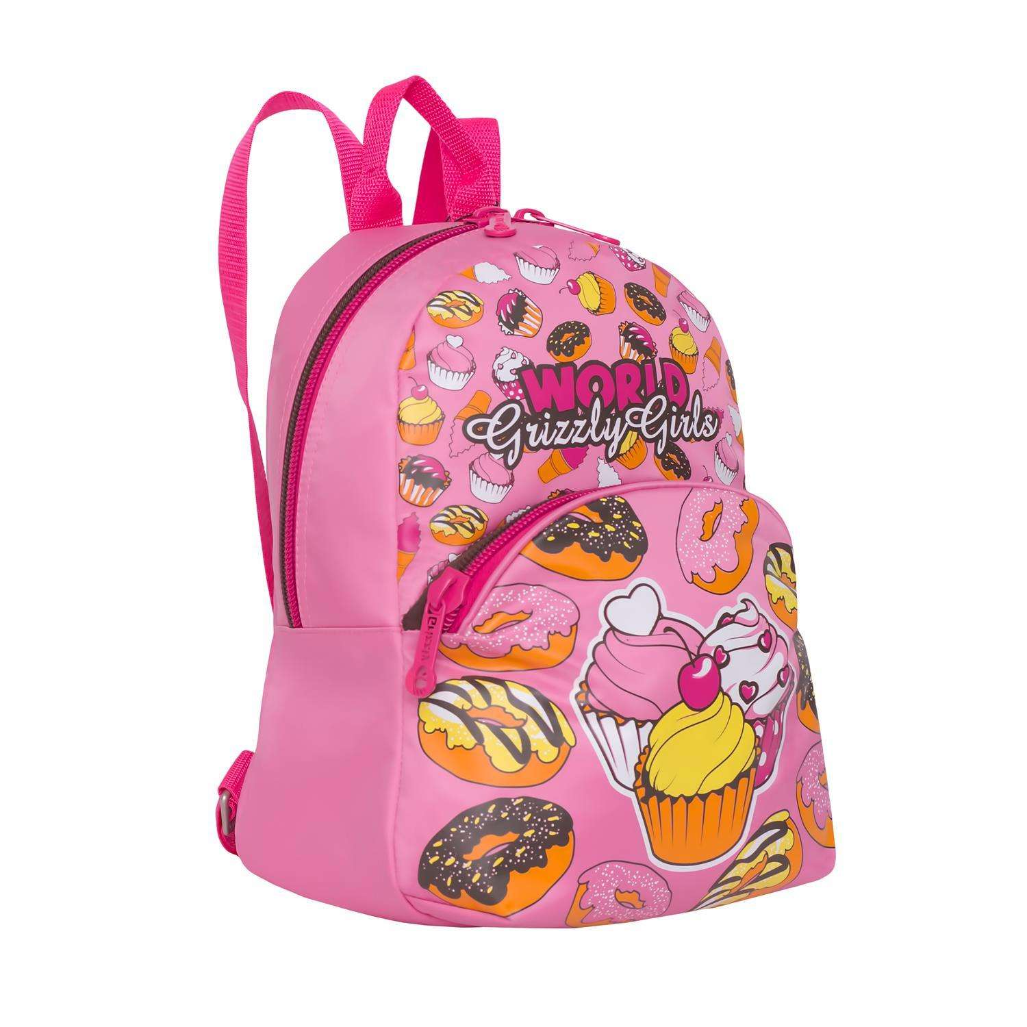 Рюкзак Grizzly для девочки Пирожные на розовом - фото 2