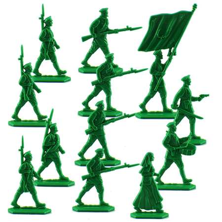 Набор солдатиков Воины и Битвы Белая Гвардия Пехота на марше цвет зеленый