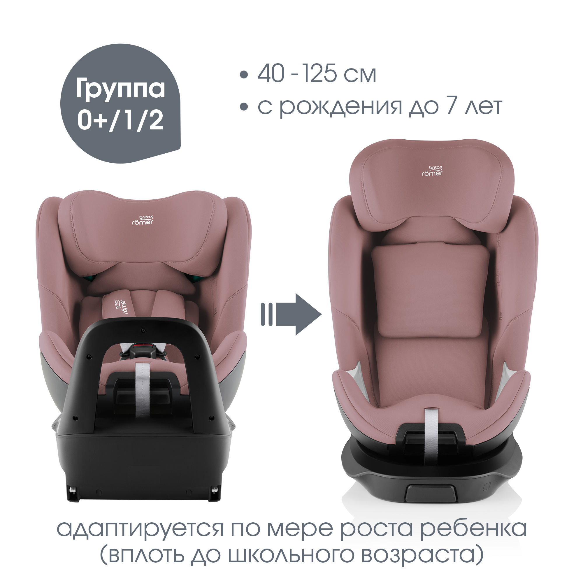 Детское автокресло Britax Roemer Swivel Dusty Rose для детей с рождения до 7 лет - фото 2