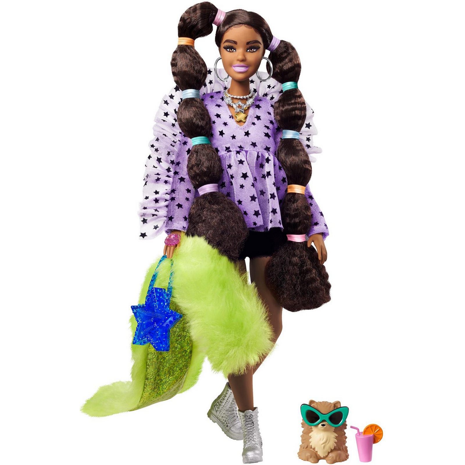 Кукла Barbie Экстра с переплетенными резинками хвостиками GXF10 GXF10 - фото 1