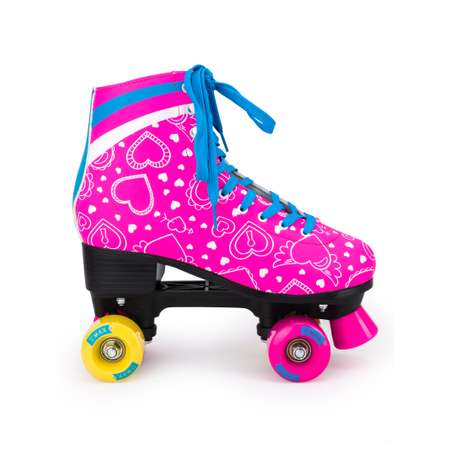 Роликовые коньки SXRide Roller skate YXSKT04BLPN цвет розовые с белыми сердечками размер 31-34