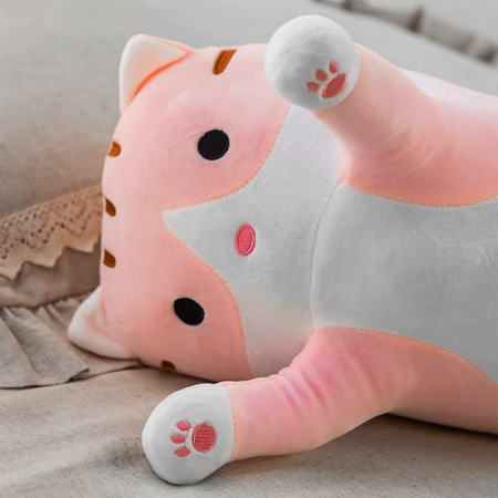 Мягкая игрушка кошка подушка TOTTY TOYS кот батон 110 см розовый антистресс развивающая обнимашка