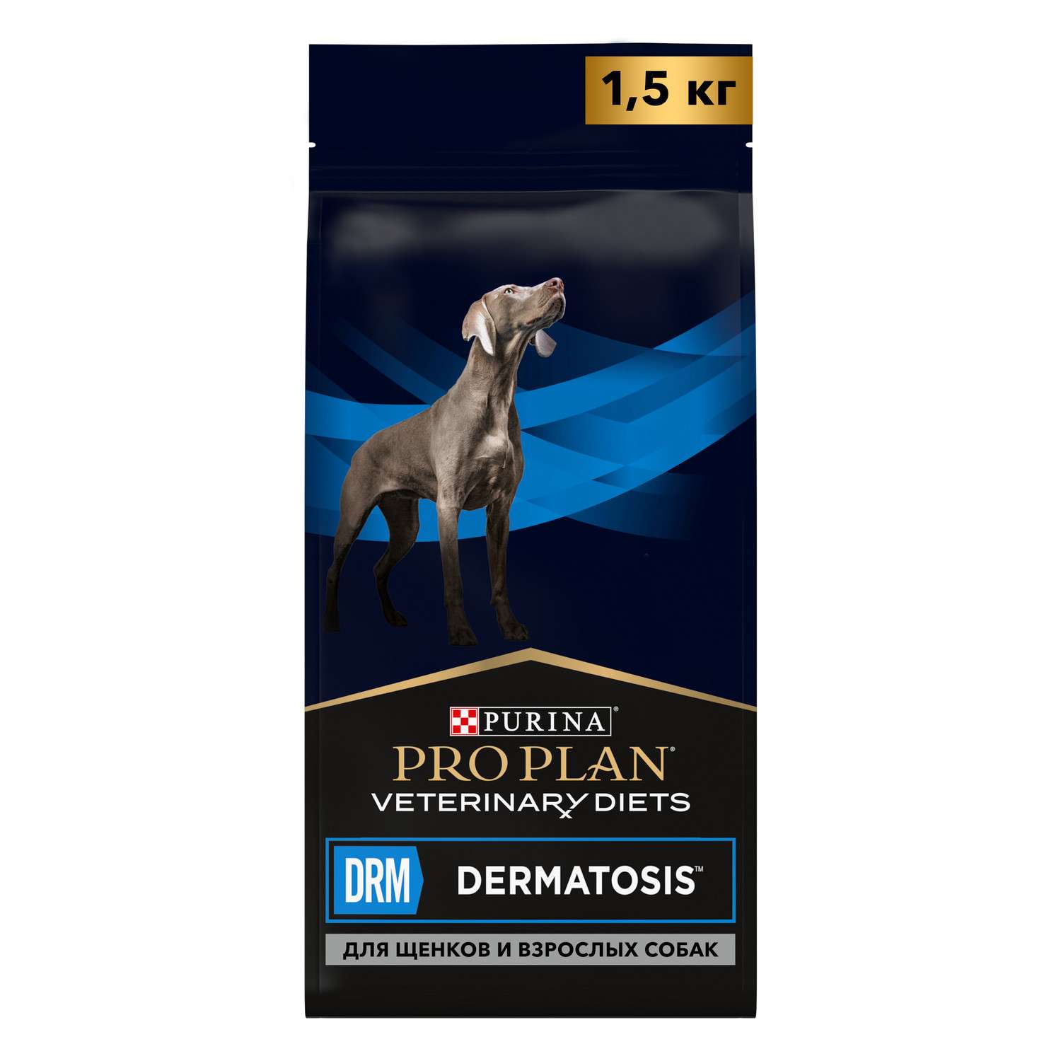 Корм для собак и щенков Purina Pro Plan Veterinary diets DRM Dermatosis для поддержания здоровья кожи при дерматозах и выпадении шерсти 1.5кг - фото 1