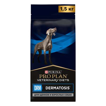 Корм для собак и щенков Purina Pro Plan Veterinary diets DRM Dermatosis для поддержания здоровья кожи при дерматозах и выпадении шерсти 1.5кг