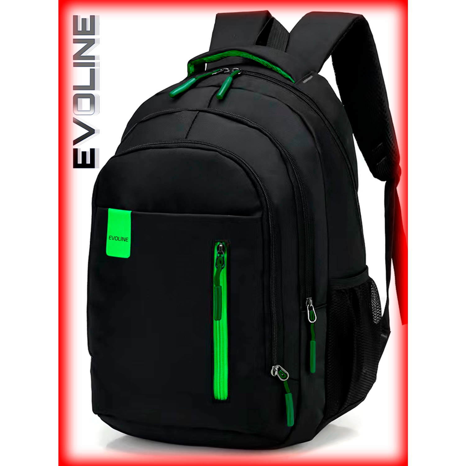 Рюкзак школьный Evoline Черный зеленый EVO-331-41 - фото 8
