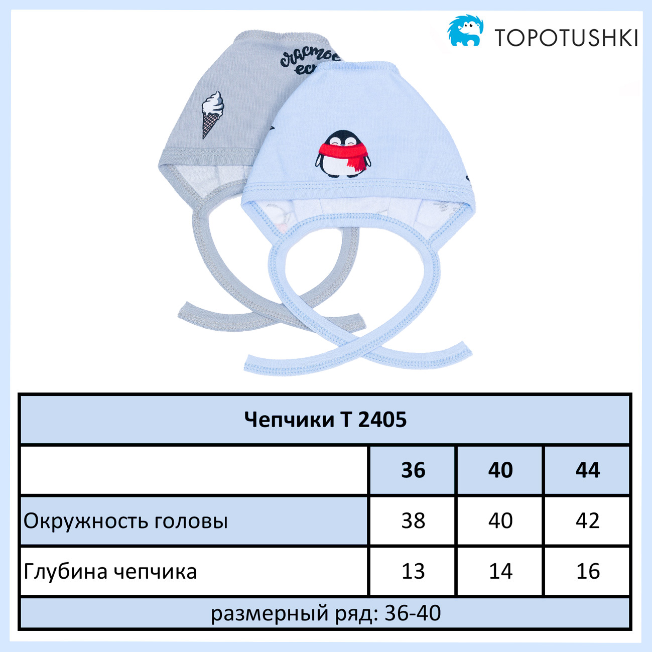 Чепчики 2шт TOPOTUSHKI Т24056564ин - фото 2