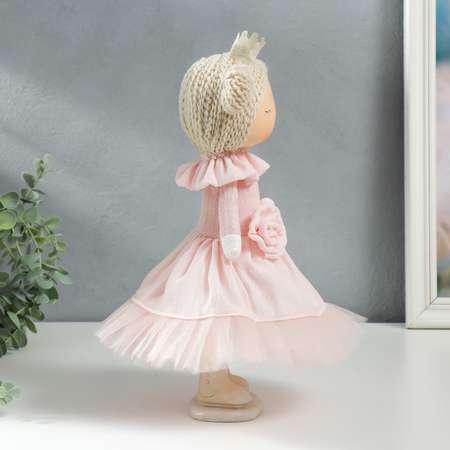 Кукла интерьерная Зимнее волшебство «Маленькая принцесса в розовом с цветком» 35х15 5х17 см