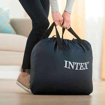 Надувной матрас INTEX кровать с высоким подголовником и встроенным насосом 152х236х86 см