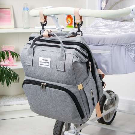 Сумка-рюкзак Sima-Land с пеленальным ковриком цвет серый