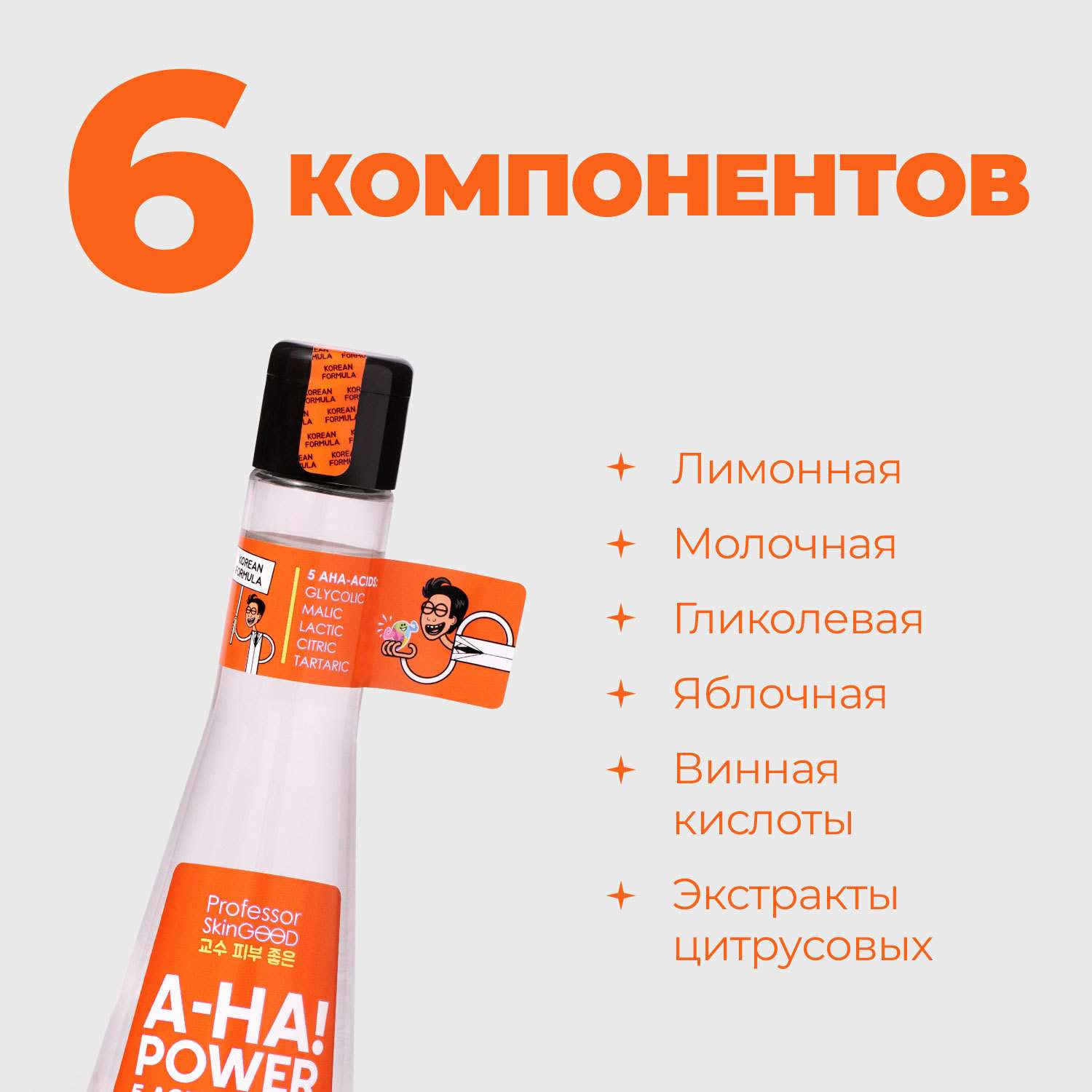 Тоник для лица Professor SkinGOOD Aha! Power 5 Acids Toner с AHA-кислотами тоник-пилинг 125мл - фото 2