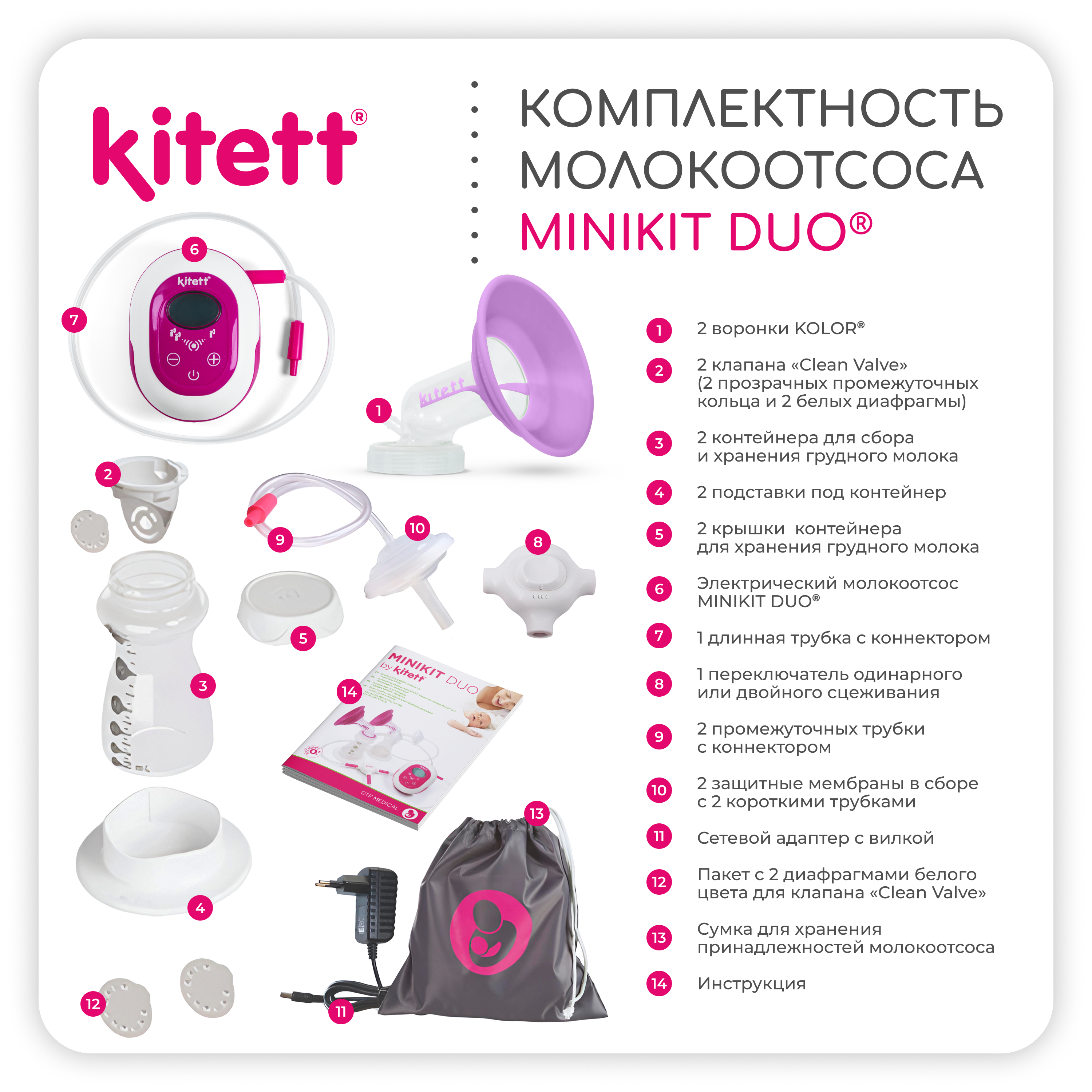 Молокоотсос Duo KITETT электрический -двухфазный -беспроводной - фото 14