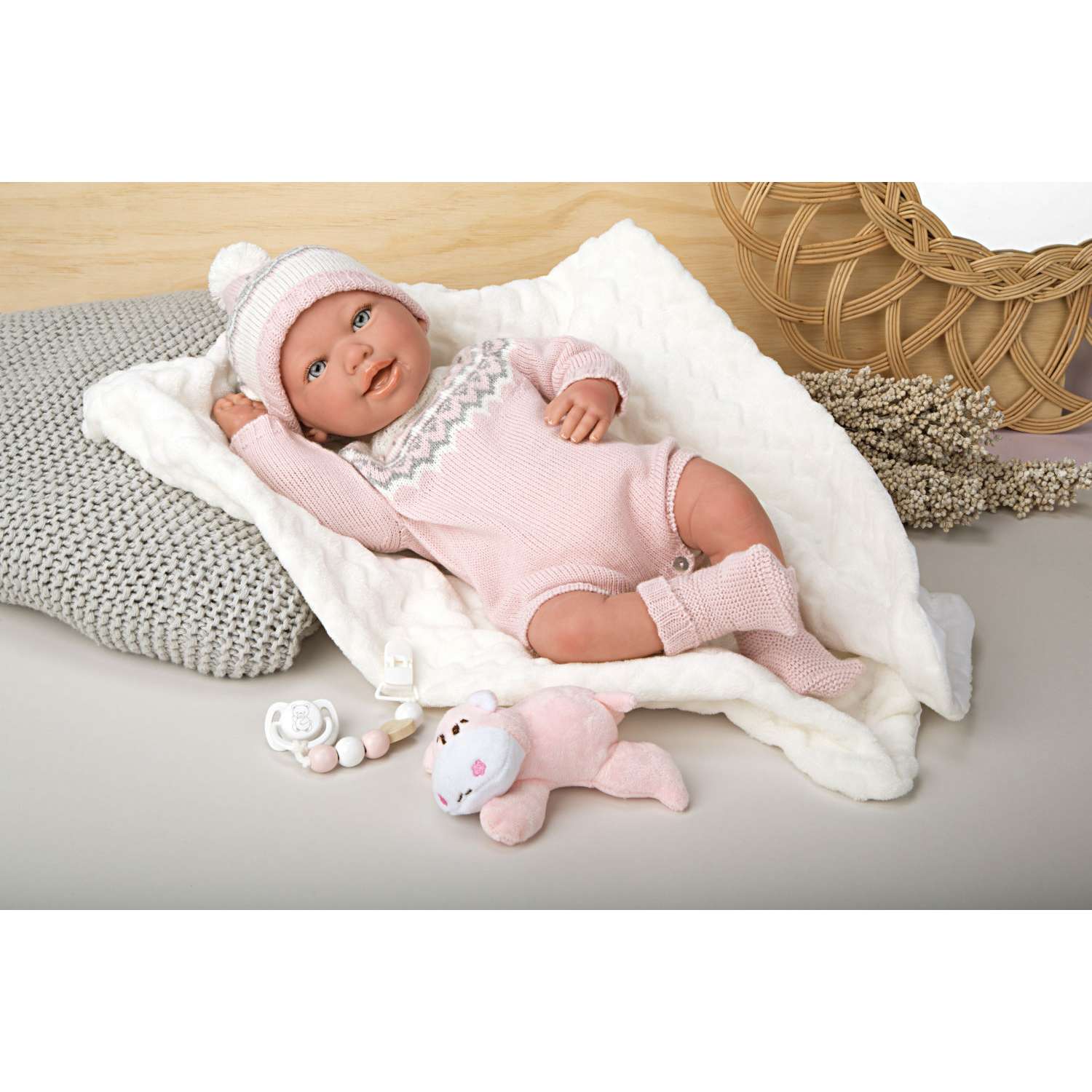 Кукла пупс Arias Anais мягкий новорожденный в розовой одежде с соской 45 см реборн Т24491 - фото 1
