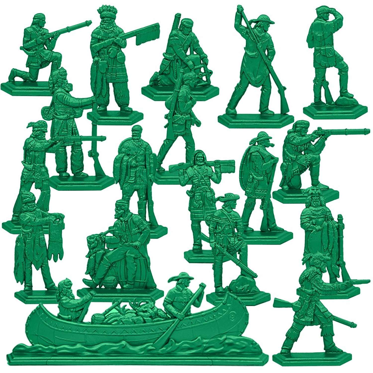 Набор солдатиков Воины и Битвы Трапперы цвет зеленый - фото 1