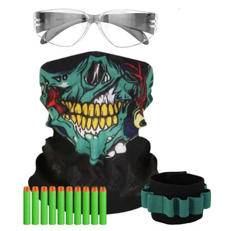 Набор с маской защитной X-Treme Shooter маска очки патронташ пули патроны для стрельбы бластера Нерф Зомби пистолета Nerf Zombie