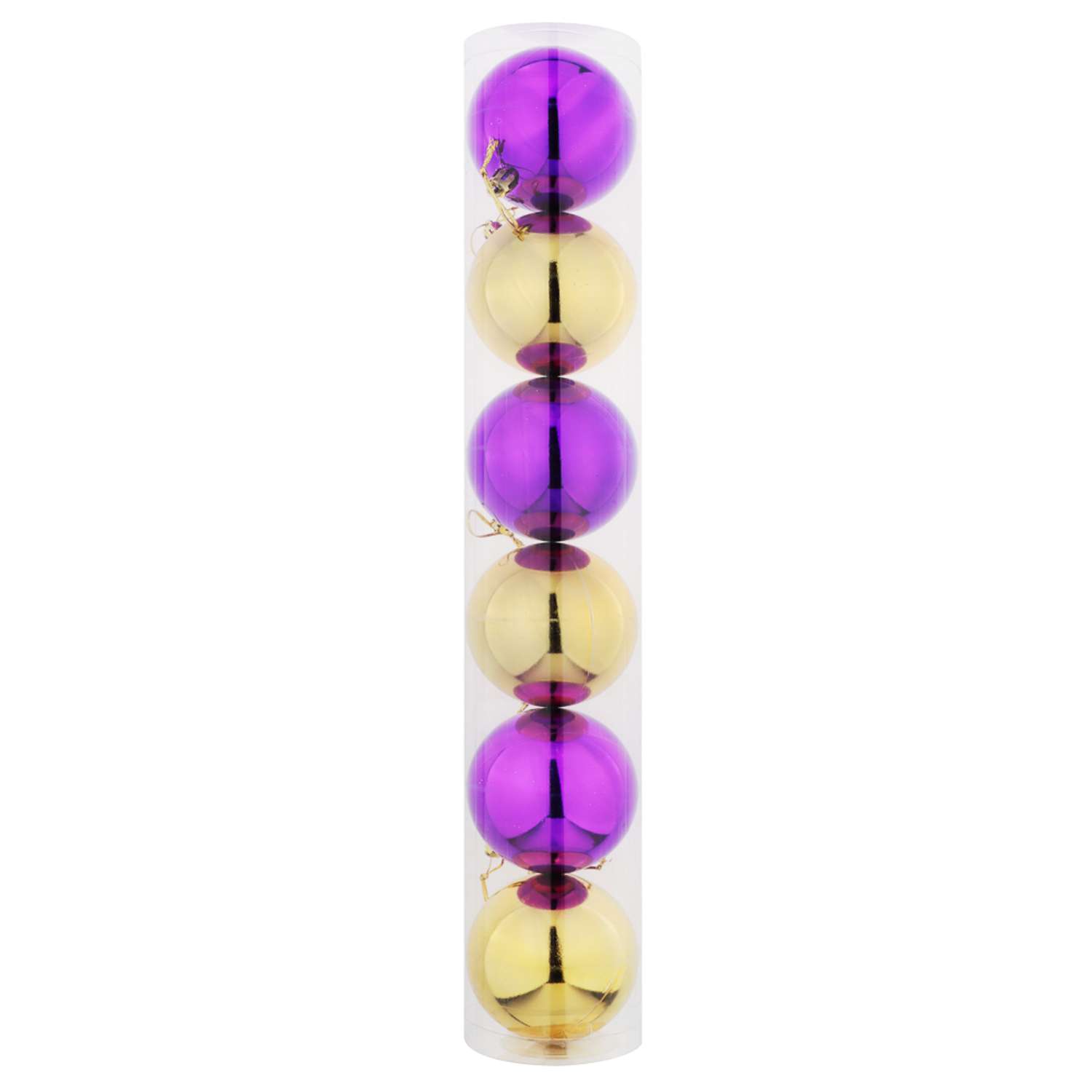 Набор ёлочных шаров Сноубум 4 шт 8 см в тубе фиолетовый золото - фото 4