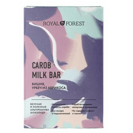 Плиточный шоколад ROYAL FOREST из кэроба с вишней абрикосовый урбеч