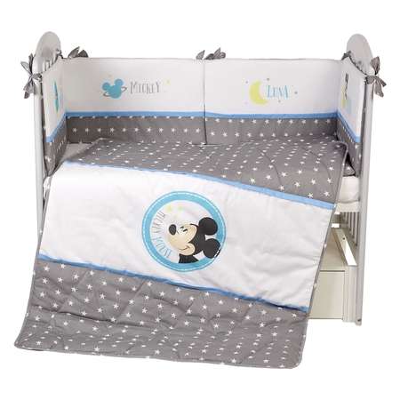Комплект в кроватку Polini kids Disney Baby Микки Маус 5предметов Серый