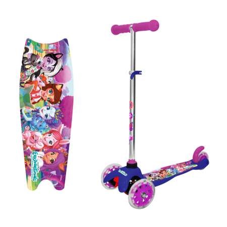Самокат детский трехколесный Enchantimals управление наклоном кикборд для девочки со светящимися колесами