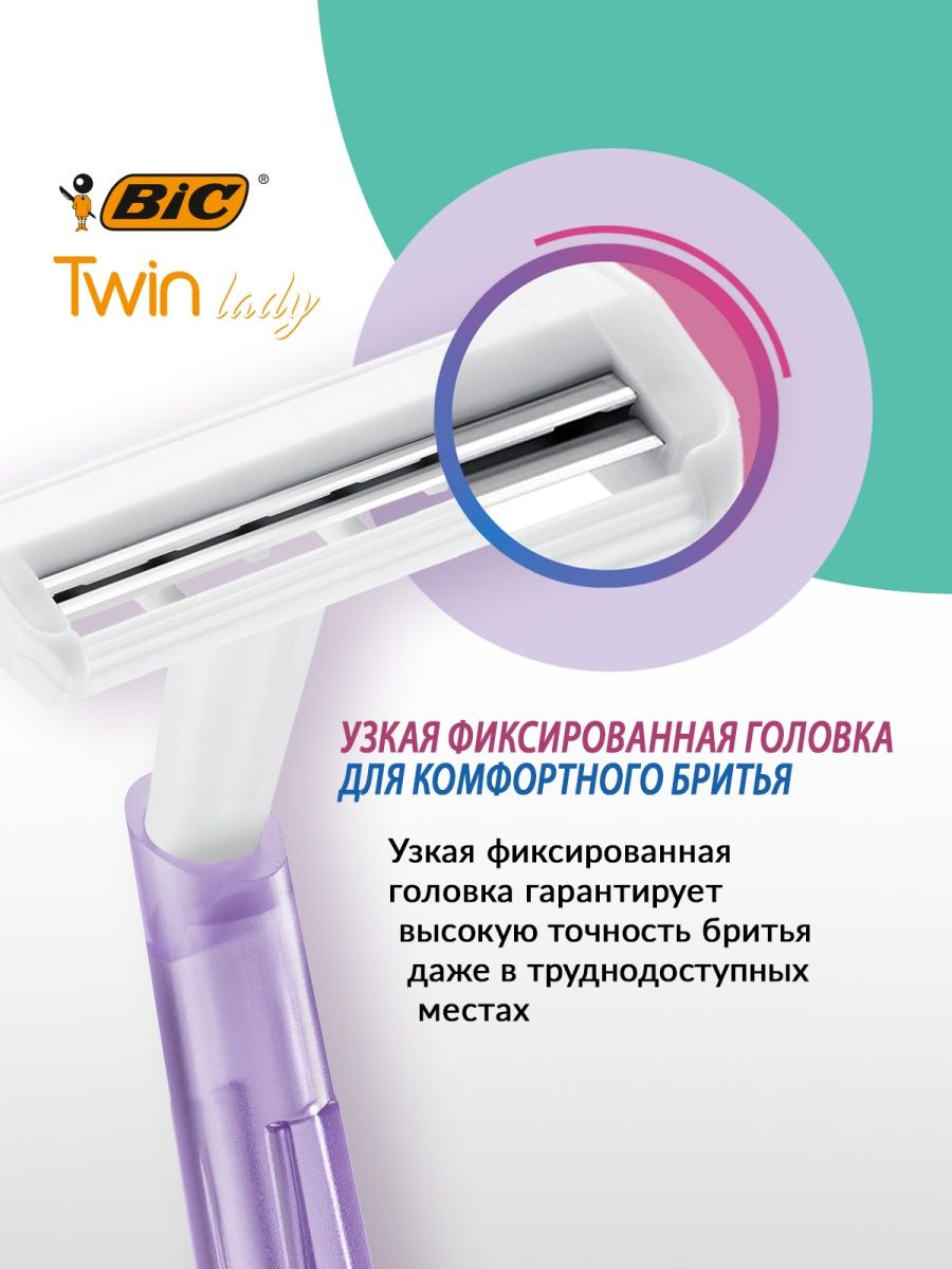 Набор бритв BIC одноразовых Twin Lady 5 шт - фото 4