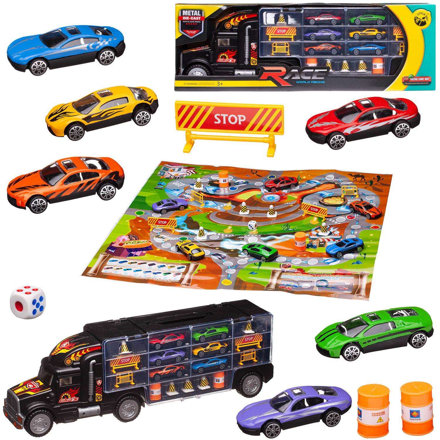 Игровой набор Junfa Автовоз с 6 машинками и дорожными знаками без механизмов LA-012 - фото 2