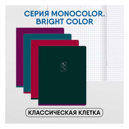 Тетрадь BG Bright color 96л. А5 клетка Monocolor. тиснение фольгой 4 шт