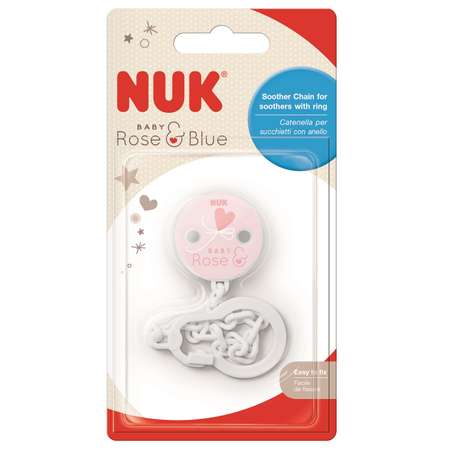 Клипса для пустышки Nuk Baby Rose Сердечки с цепочкой 10750557